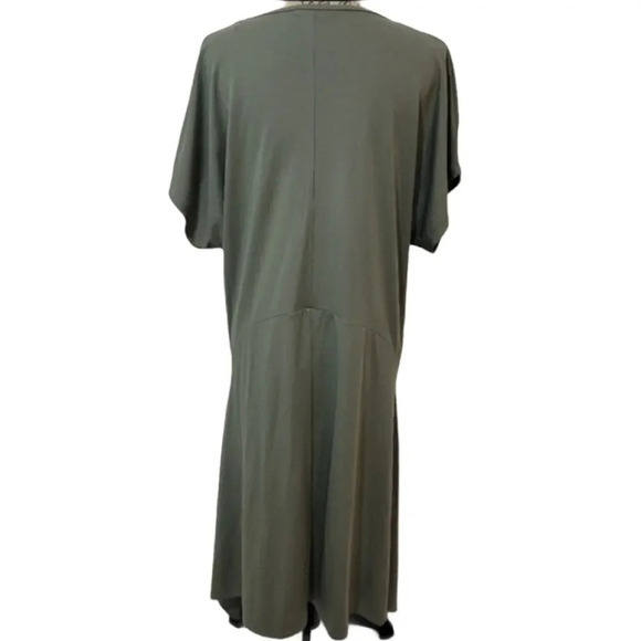ZARA Womens Regular Oversized Army Green Shirt Dress Shark Bite Hem Size Small - Picture 3 of 16
